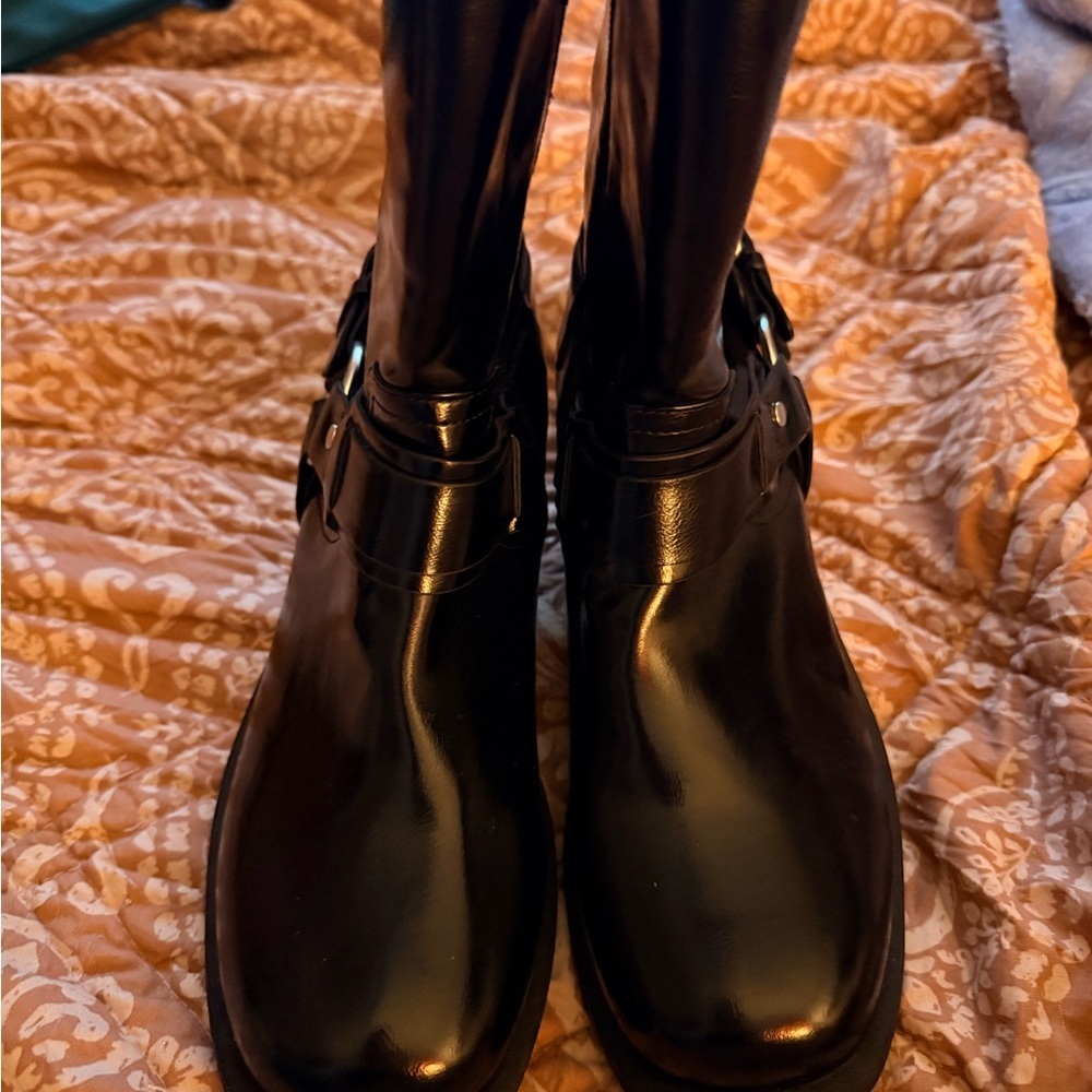 Dolce Vita Black Moto Heeled Boots - Picture 7 of 9